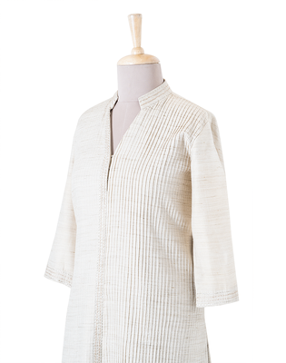 Beige Plain Cotton readymade Tunic 4