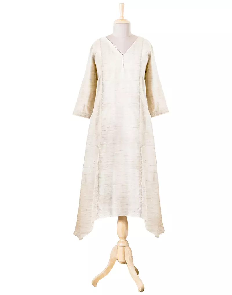 Beige Plain Cotton readymade Tunic