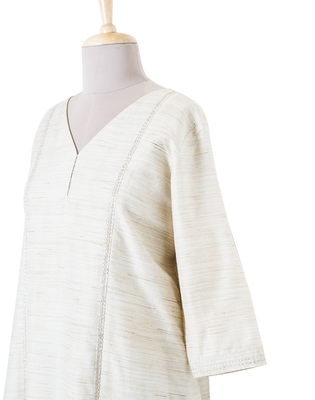Beige Plain Cotton readymade Tunic 4