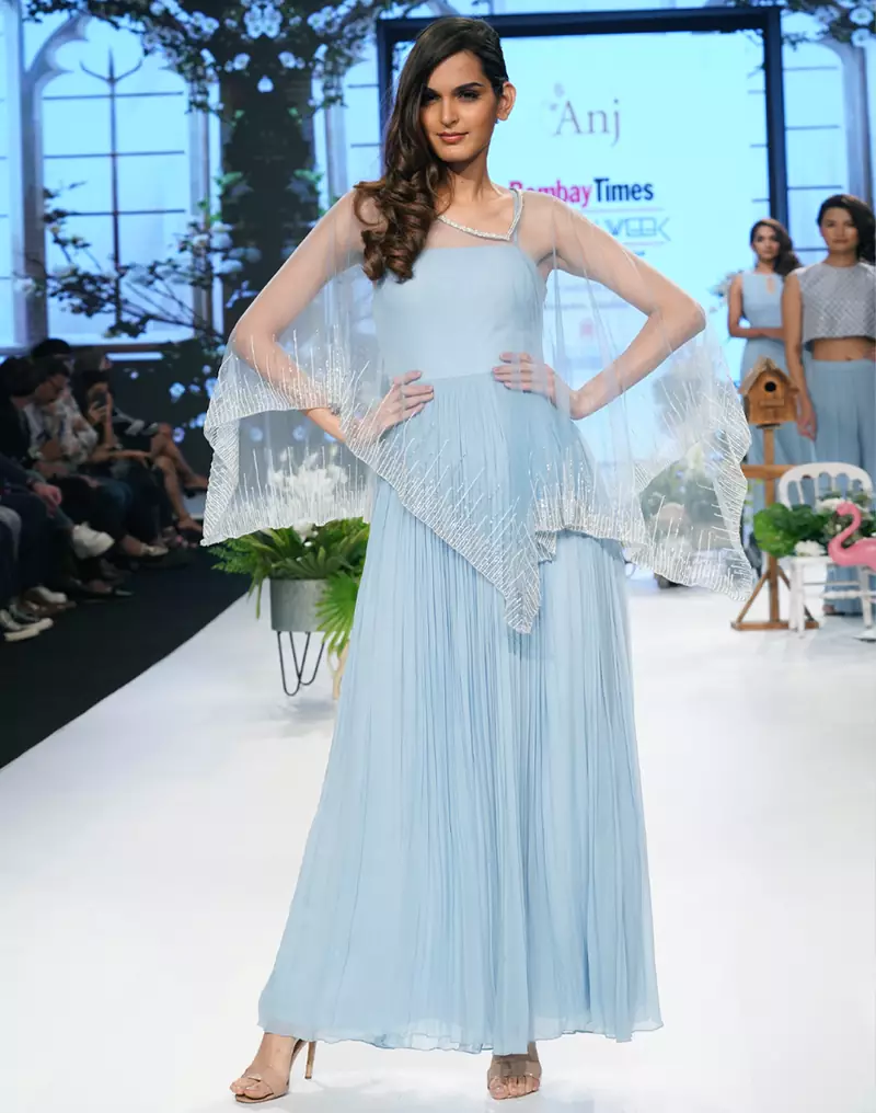 Denim Blue  Kardana   Net readymade Gown