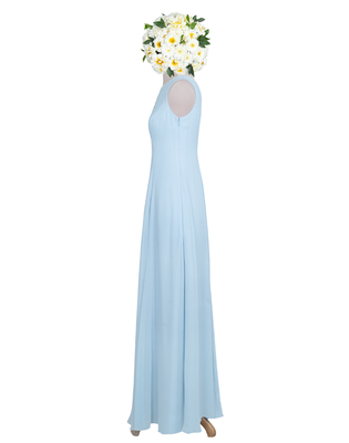 blue Resham and Kardana  Polyester Georgette Gown 2