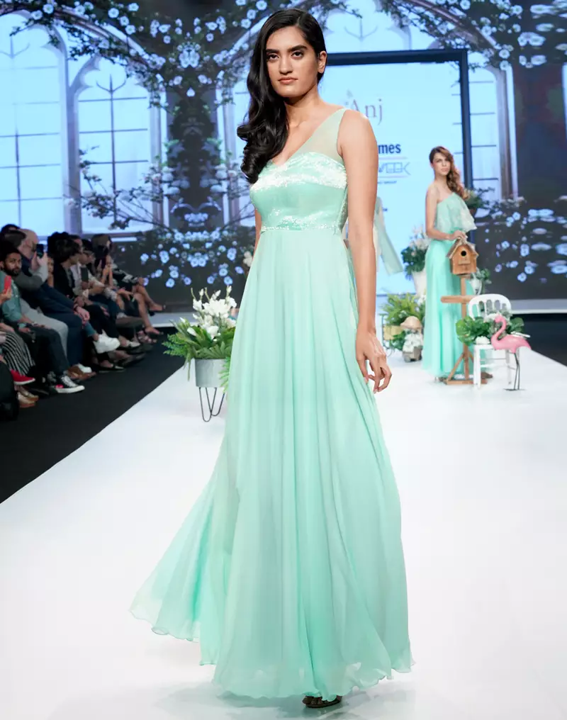turquiose Kardana  Georgette readymade Gown