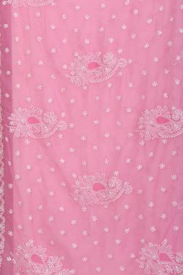 Ada Hand Embroidered Pink Faux Georgette Lucknowi Chikankari Women Saree With Blouse - A84006 4