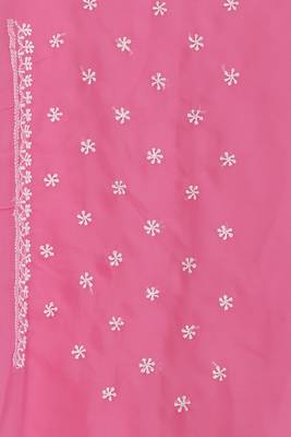 Ada Hand Embroidered Pink Faux Georgette Lucknowi Chikankari Women Saree With Blouse - A84006 5