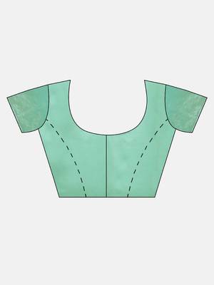 Sea Green Embroidered Cotton Saree With Blouse 4