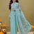 Hand Crafted Green Faux Georgette Lucknowi Chikankari Indian Women Saree With Blouse