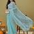 Hand Crafted Green Faux Georgette Lucknowi Chikankari Indian Women Saree With Blouse
