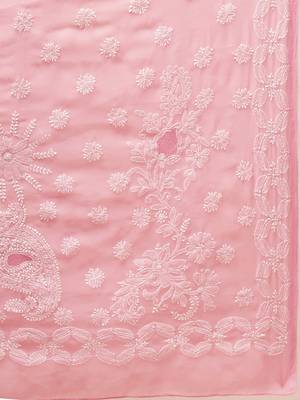 Ada Hand Embroidered Pink Georgette Saree With Blouse - A204743 4