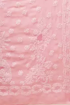 Ada Hand Embroidered Pink Georgette Saree With Blouse - A204743