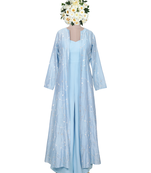 Denim Blue Resham and Kasab Chanderi Jumpsuit