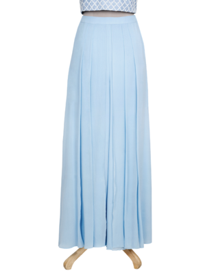 Denim Blue Resham and Kardana raw silk crop top set 4