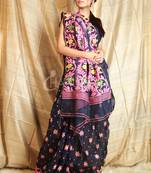 Blue hand woven blended cotton saree 