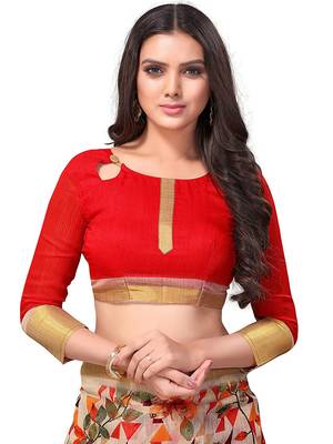 Beige printed linen saree with blouse 2