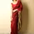 Dark red plain blended cotton saree with blouse