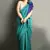 Teal plain blended cotton saree with blouse