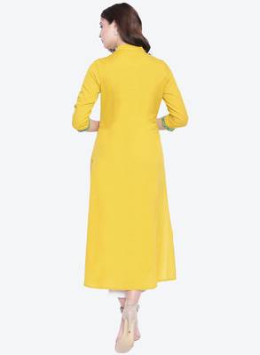 Yellow embroidered cotton embroidered-kurtis 4