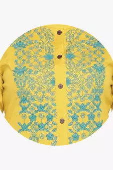 Yellow embroidered cotton embroidered-kurtis