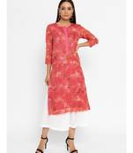 Red Printed Straight Kurta