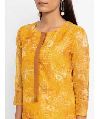 Yellow Printed Straight Kurta 5