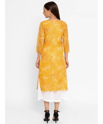 Yellow Printed Straight Kurta 6