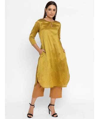 Yellow Silk Blend Flare Kurta pant 1