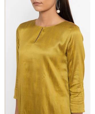 Yellow Silk Blend Flare Kurta pant 5