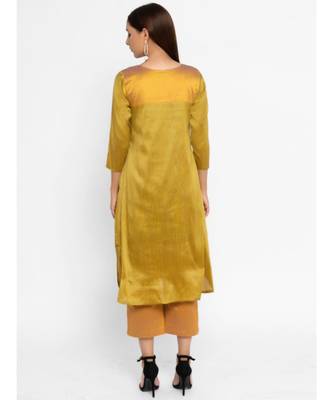 Yellow Silk Blend Flare Kurta pant 6