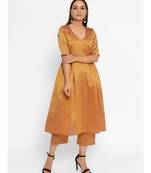 Golden Silk Blend Gathered Kurta Pant