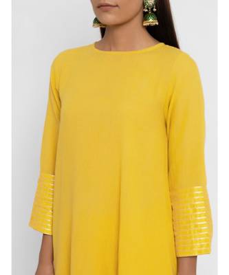 Khadi Yellow Flare Kurta Pant Set 6