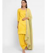 Chanderi Yellow Striped Tassle Kurta Patiala Set