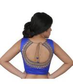 royal blue dupion silk blouse with mirror and handwork on the back