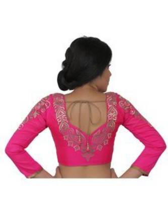 Pink dupion silk long sleeves blouse 2