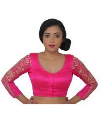 Pink dupion silk long sleeves blouse 3
