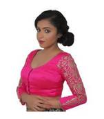 Pink dupion silk long sleeves blouse