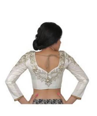 Offwhite dupion silk long sleeves blouse 1