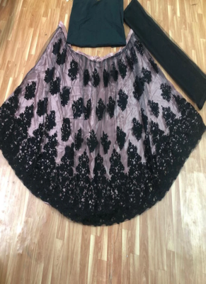 Black Embroidered Japan Satin  Blouse Stylish Lahengha Choli 4