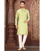 green embroidered Cotton kurta pajama