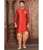 red embroidered Silk indo western dresses