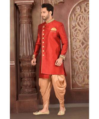 red embroidered Silk indo western dresses 2