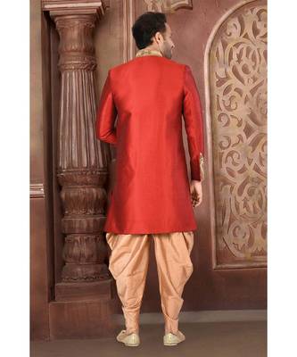 red embroidered Silk indo western dresses 3