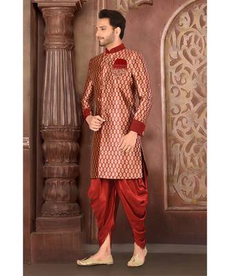 red embroidered banarasi indo western dresses 2