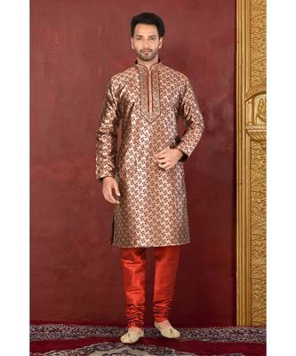 maroon embroidered banarasi kurta pajama 1