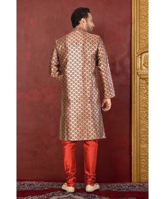 maroon embroidered banarasi kurta pajama 3