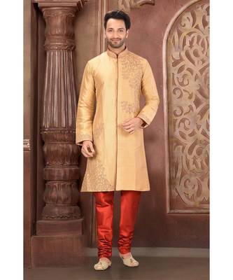 yellow embroidered Silk kurta pajama 1