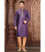 purple embroidered banarasi kurta pajama