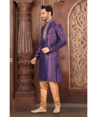 purple embroidered banarasi kurta pajama 2