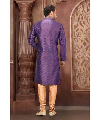 purple embroidered banarasi kurta pajama 3