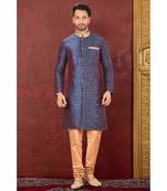 blue embroidered art silk kurta pajama