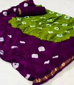 Green woven cotton silk saree with blouse