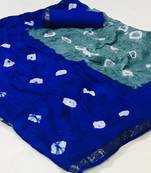 Grey woven cotton silk saree with blouse